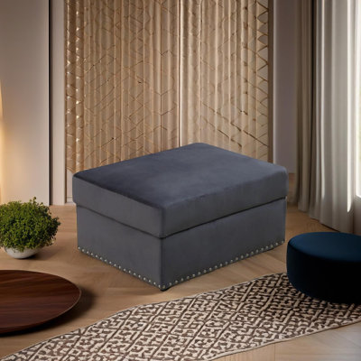 Repose-pieds doux en microfibre gris foncé lisse