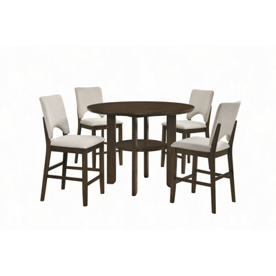 1pc Contemporary Round Counter Height Table with Storage Shelf Dining Furniture