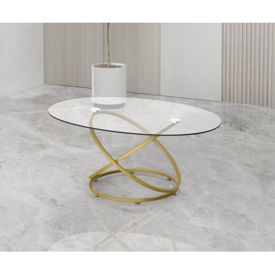 Contemporary Brushed Gold Finish Coffee Table
