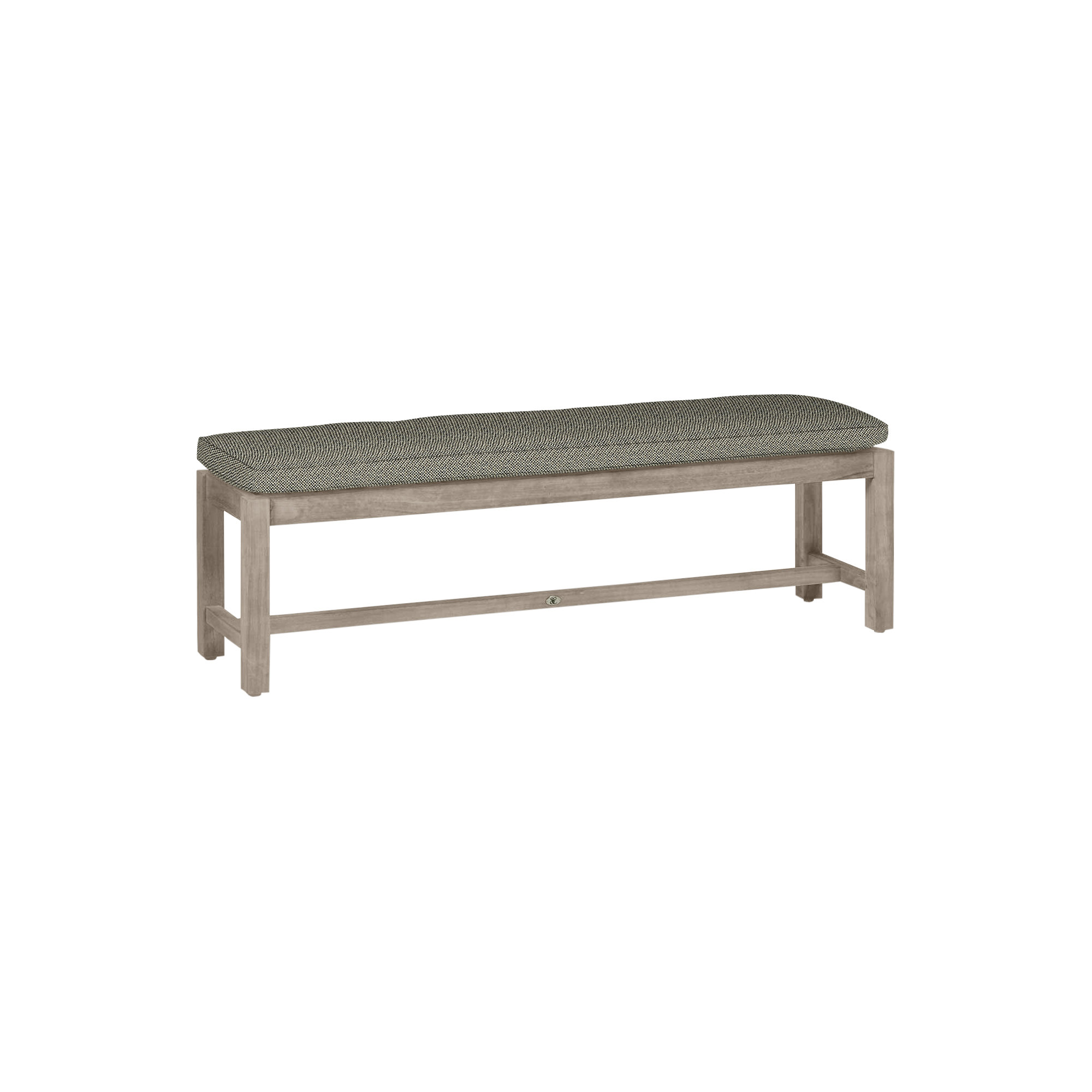 Club Outdoor Backless Bench 59 in., Dove Sunbrella® Linen, No Welt, Oyster Teak