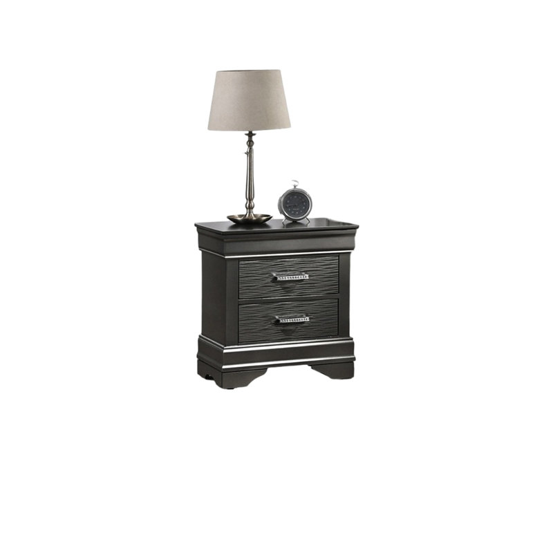 Table de chevet de style moderne en gris avec 2 poignées de table de chevet en bois uniques - Chambre