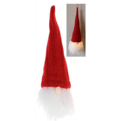 Led Hanging Gnome With Red Hat Ornament