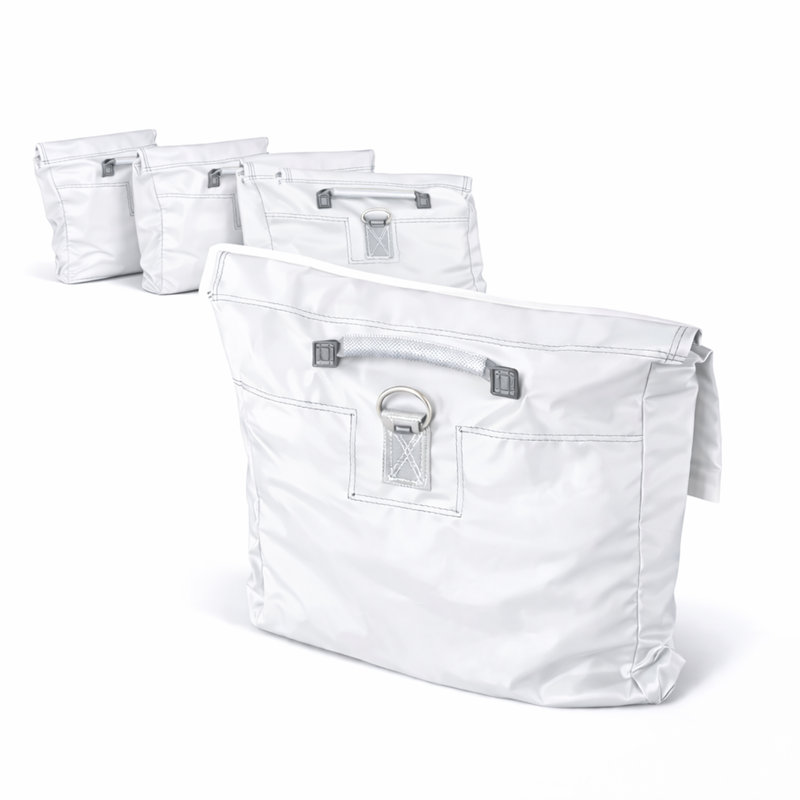 Sacs de sable et poids d'ancrage gonflables blancs Moose Supply, en vinyle robuste, capacité de 22,7 kg chacun, paquet de 4