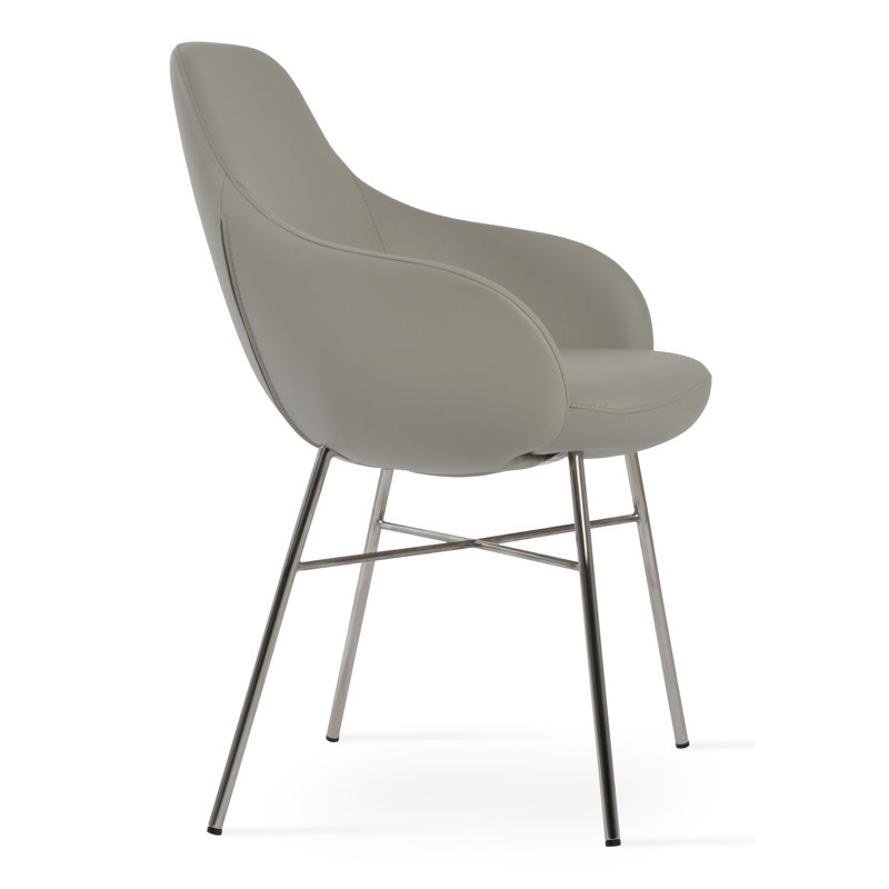 Gazel Cross Arm Chair, Stainless Steel Polished, Light Gray