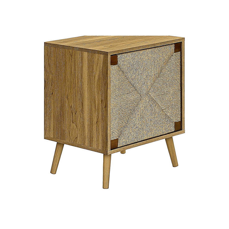 Table d'appoint, bout, rangement, petit, côté, salon, lampe, stratifié noyer clair, ruppie maritime, moderne