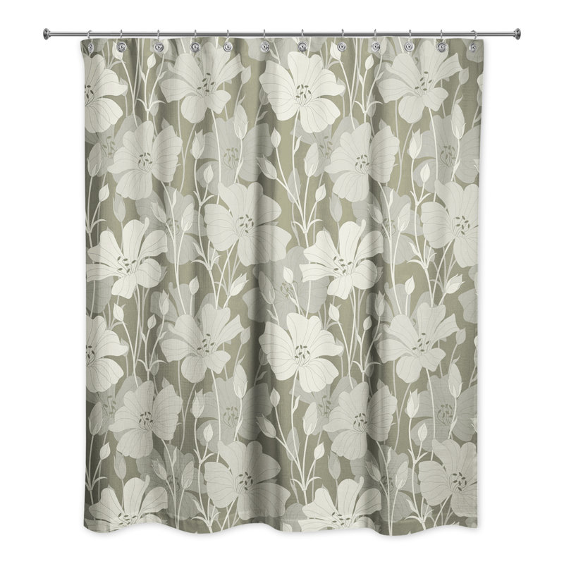 Rideau de douche simple à motif floral , Brun clair