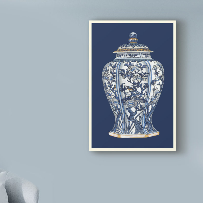 «Blue and White Porcelain Vase I», reproduction d'impression sur toile tendue, H 24 po x l 16 po x P 2 po
