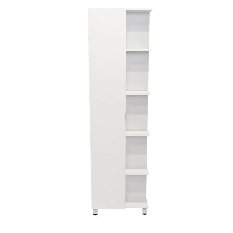 Elegant White Freestanding Corner Cabinet with Adjustable Shelving