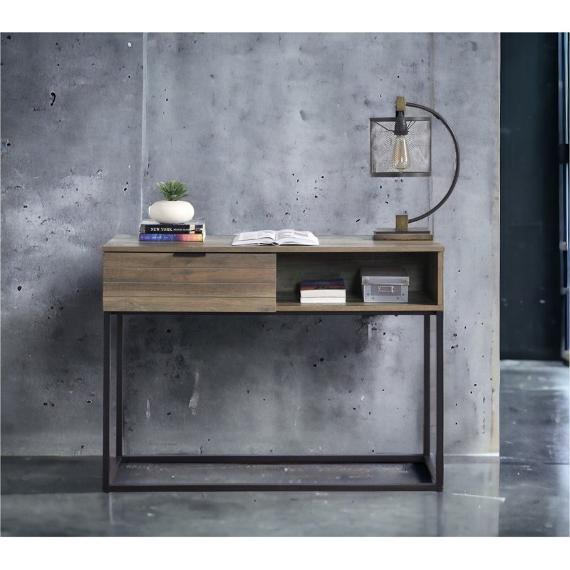 Bureau d'écriture Wise à 1 porte en chêne rustique et noir