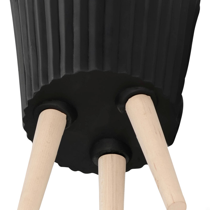 S/2 10/12" Ridged Planter W/ Wood Legs