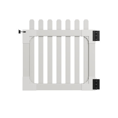 3ft H X 3.5ft W No Dig Wambam All American Flat Top Gate Kit, White Vinyl Picket Yard Gate With Hardware, Outdoor Gate For Patio & Yard, ZPI19085