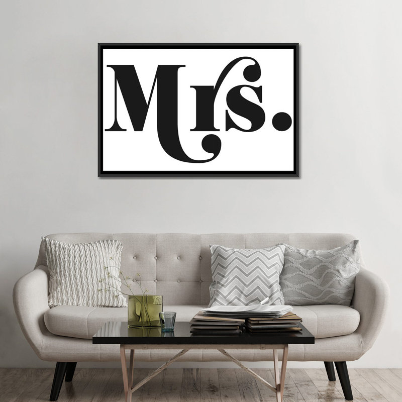 « mme », art textuel sur toile, H 8 po x l 12 po x P 0,75 po, Toile tendue, Pas de tapis