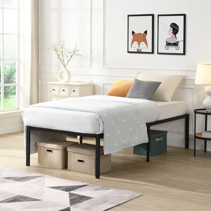 Twin Size Bed Frame , Heavy Duty Metal Bed Frame , Quick & Easy Assembly, No Noise, Blacktwin, Twin