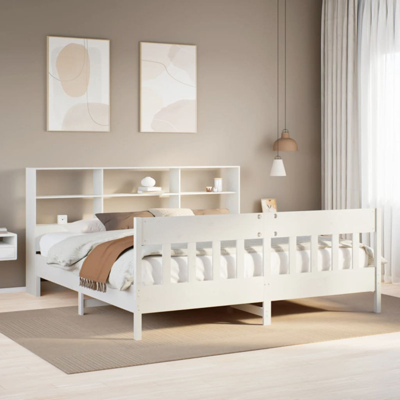 Midway Solid Wood Bed, White, 180cm W x 200cm L