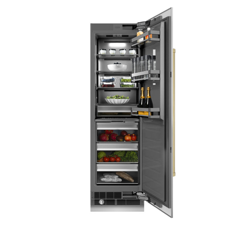 ZLINE Autograph Edition 24 po. 12,5 pieds cubes Réfrigérateur colonne avec intérieur gris graphite et détails
