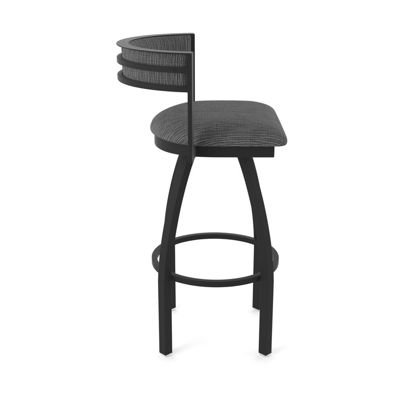 Tabouret Artémis, Noir froissé, Tabouret de bar (siège d'une hauteur de 36 po), Tissu - charbon graphique