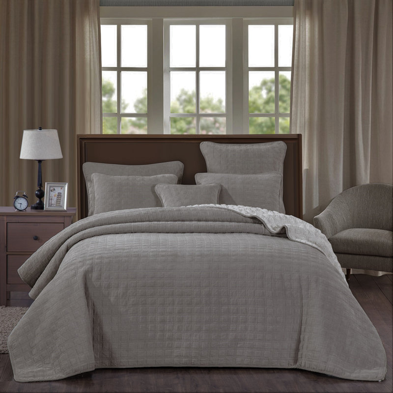 Corduroy Sherpa Percale Coverlet, Queen Coverlet + 2 Shams