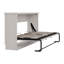 Lit escamotable horizontal simple, lit escamotable blanc rustique, armoire pliante, structure en contreplaqué et en métal, mobilier peu encombrant pour chambre d'amis polyvalente, bureau personnel
