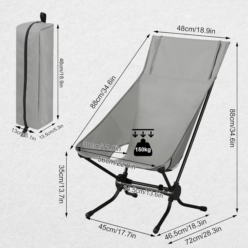 Breider Folding Camping Chair, Grey