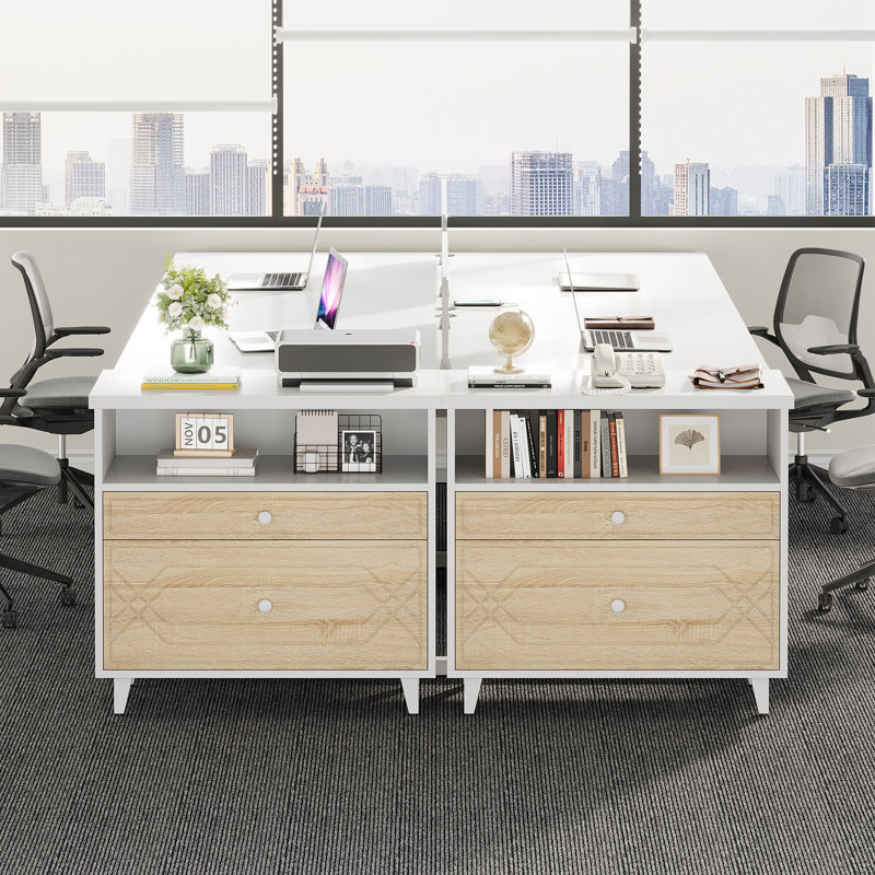 Marnella 32.68'' Wide 2 - Drawer File Cabinet with Shelf, Light Brown