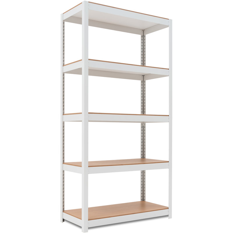35.9"W Adjustable 5-Tier Shelf for Closet, Pantry & Home Office, White, 1Pack, White, (M)35.9"W
