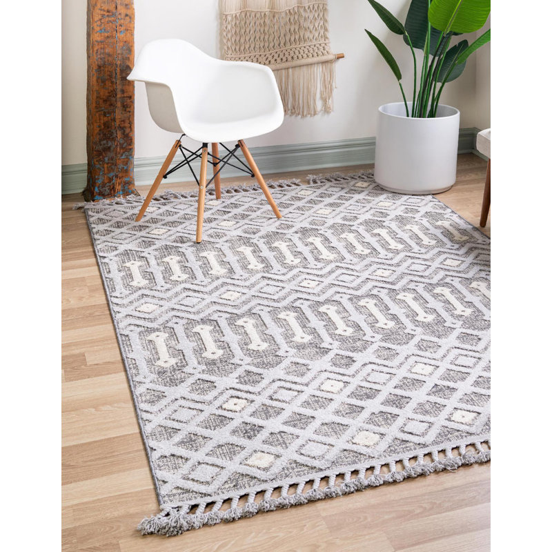 Tapis de couloir contemporain Breyer beige-gris couleur étain-beige32, Rectangle 4 pi x 6 pi