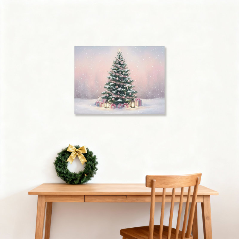 «Tree Snow», peinture sur toile, H 12 po x l 18 po
