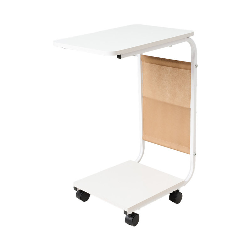 Tray Top Wheel End Table, White