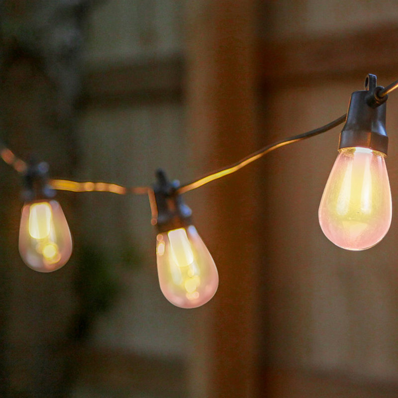 Guirlande de lumières à DEL à énergie solaire pour l'extérieur de 27 pi avec 12 ampoules S14 blanc chaud, Ambiance Pro, cordon résistant aux intempéries et de qualité commerciale