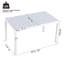 Table de bout blanche moderne de 55 po - table de salle à manger polyvalente intérieure / extérieure, table de patio, table de jardin - plateau de table léger en PP avec pieds en métal pour la cuisine, la cour et les rassemblements de terrasse