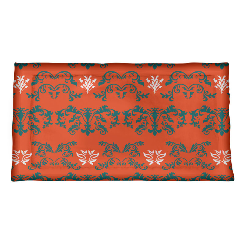 Taie d'oreiller Miami, polyester, Très grand, Orange / bleu sarcelle / blanc