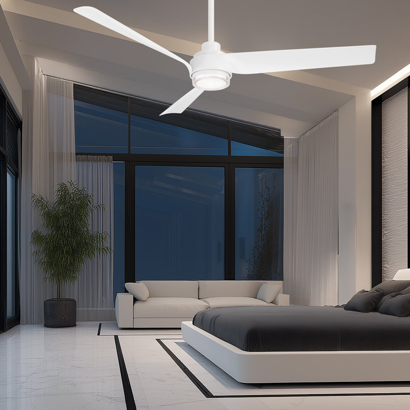 Ventilateur de plafond intelligent à 3 pales intérieur / extérieur Chill avec lumière DEL à intensité variable intégrée et télécommande Bluetooth incluse, température de couleur sélectionnable (2700K, 3000K, 3500K, 4000K)