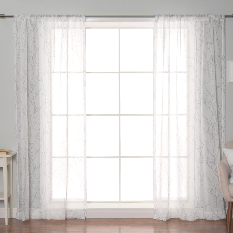 Aitan Sheer Curtain Panel Pair, Gray