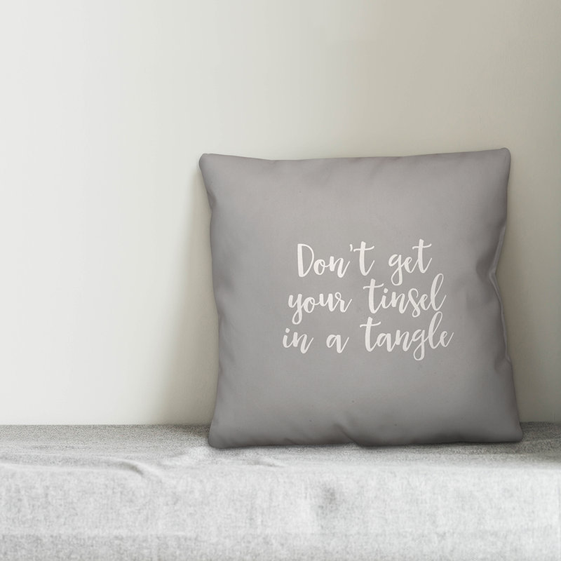  «Don't Get Your Tinsel in a Tangle», Gris, Coussin décoratif