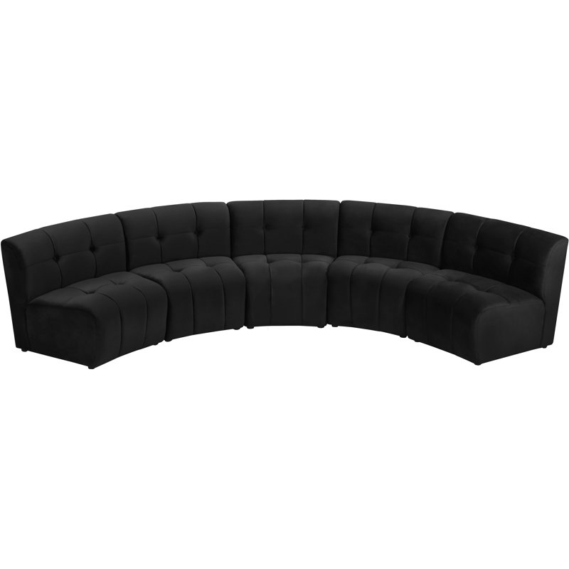 Canapé modulaire symétrique en velours de 145 po de largeur Jedson, Velours noir