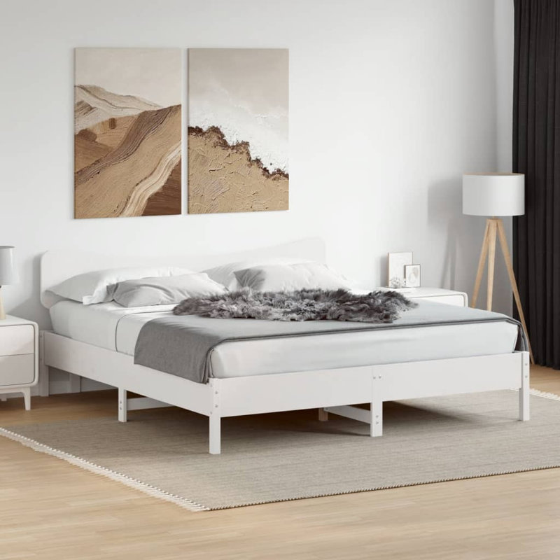 Solid Wood Bed Frame, 200 x 200 cm