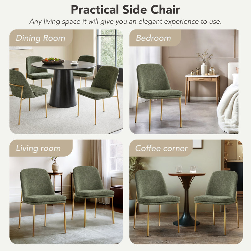 Angelick Dining Chair with Metal Frame, 2, Moss Green