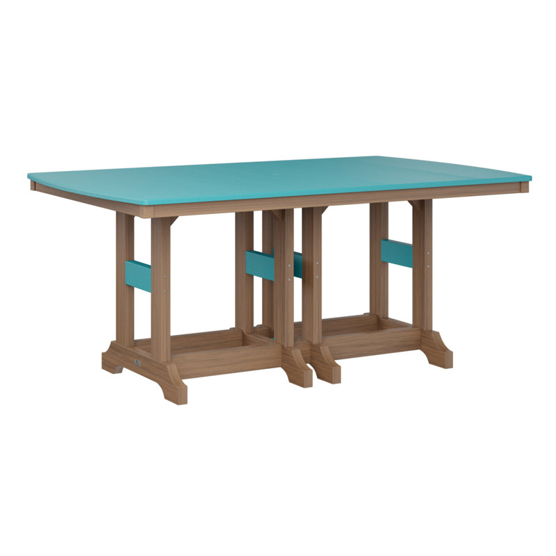 Table de salle à manger rectangulaire Berlin Garden, Acajou antique, Aruba Blue