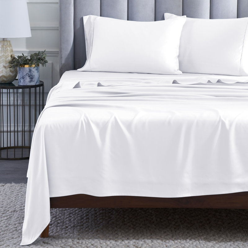 Modal From Beechwood 400 Thread Count Lightweight Cooling Solid Deep Pocket Bed Sheet Set, White