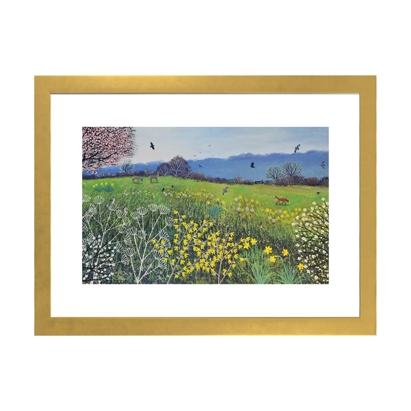 « Spring Hope » par Jo Grundy, reproduction d’art, Blanc, H 24 po x l 32 po x P 1 po, Papier encadré doré