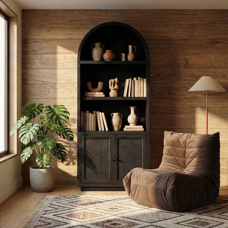 Bibliothèque Botanical en placage de chêne noir et bois massif, Noir