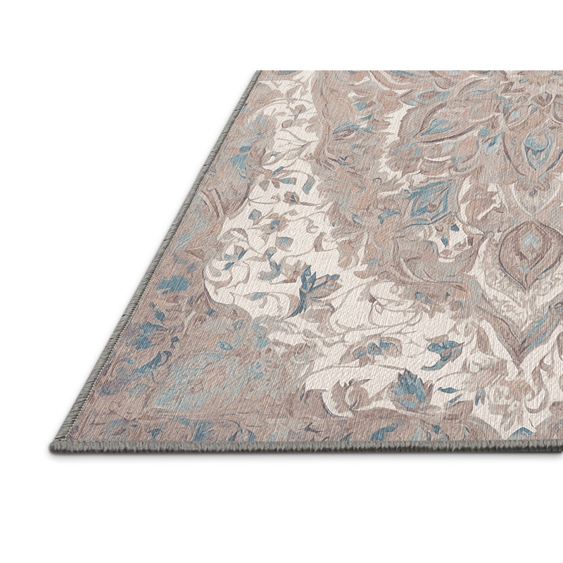 Machine Washable Gray Area Rug, Rectangle 7' x 9'
