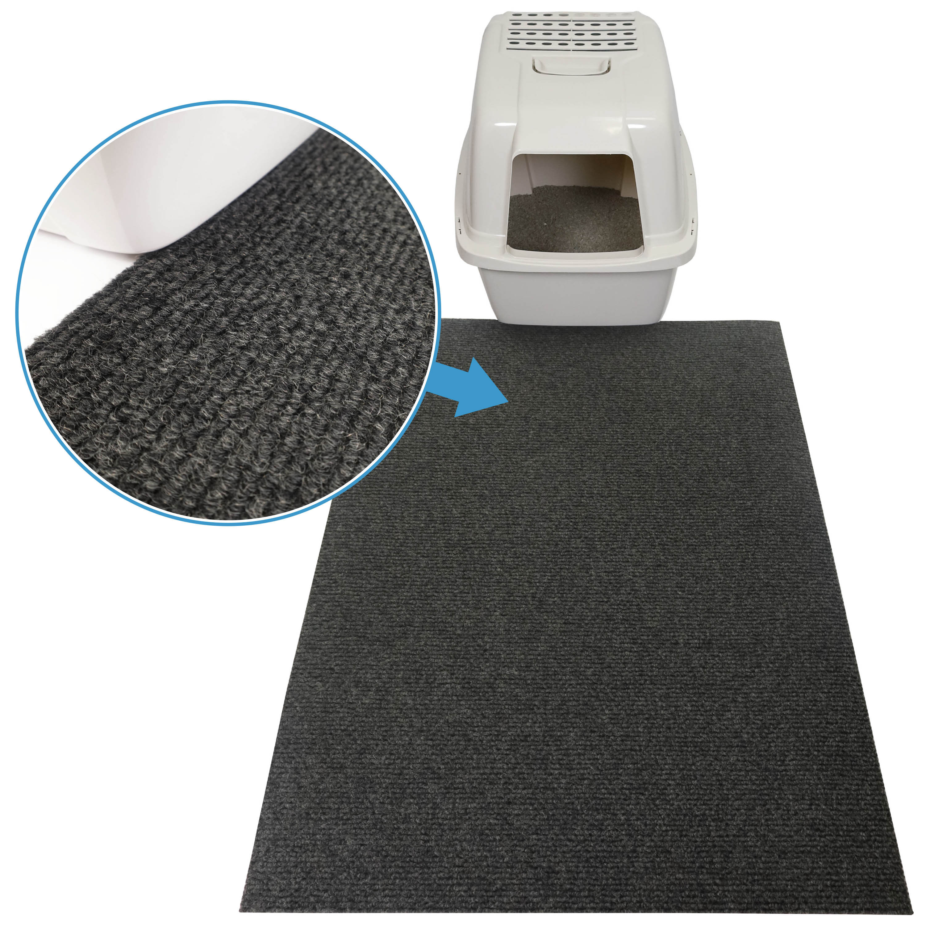 Plush Litter Trapping Mat For Cat Litter Box, Jumbo Size -  Absorbent/Waterproof/Heavy-Duty