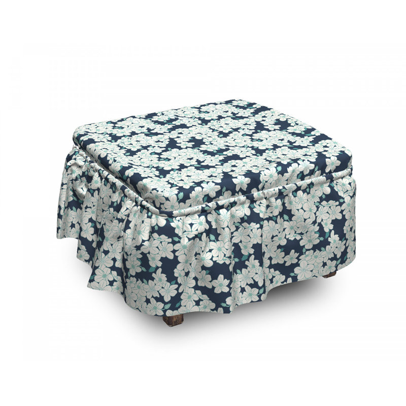 Housse pour repose-pieds motif floral dessiné