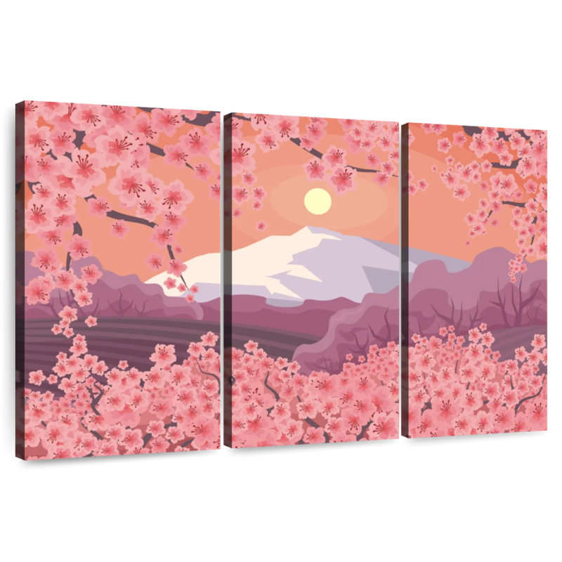 Harnek Japan Cherry Blossom Landscape, 36" H x 57" W