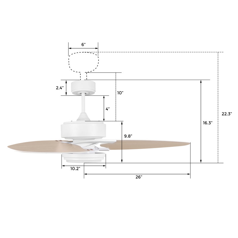 Ventilateur de plafond 52 po avec télécommande, ensemble d'éclairage inclus, Blanc