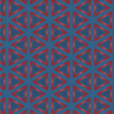 Tapis bleu/rouge à motifs