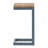 C-Shaped End Table, Natural Fir Wood Top & Antique Iron Base, Industrial Side Table for Living Room