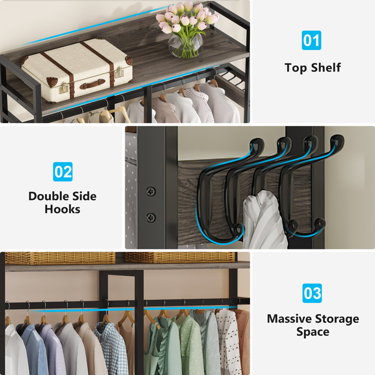 Tathan 55'' Freestanding Wardrobe Rack with 2 Drawers 17 Stories