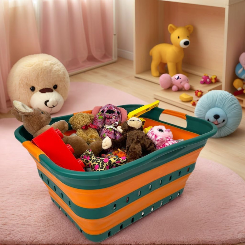 TPE & PP Laundry Cart, Teal Green/Autumn leaf